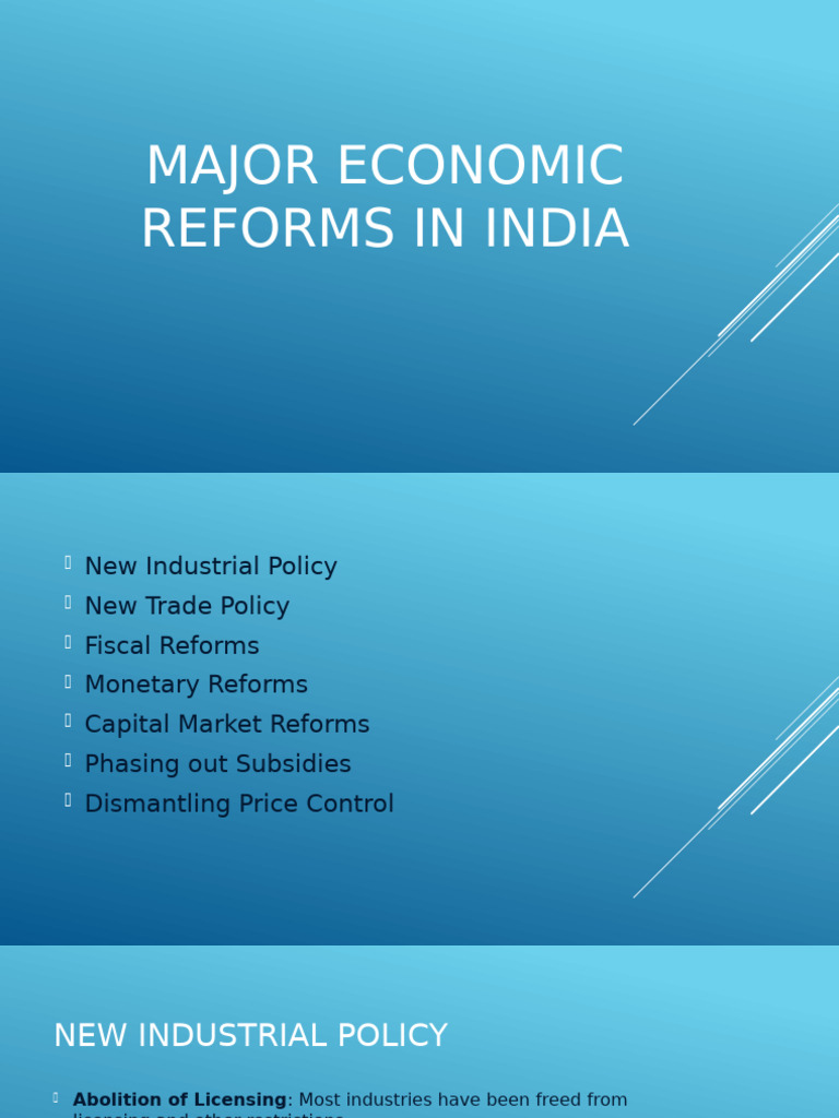 Alwin David-Major Economic Reforms in India | PDF | Fiscal Policy ...