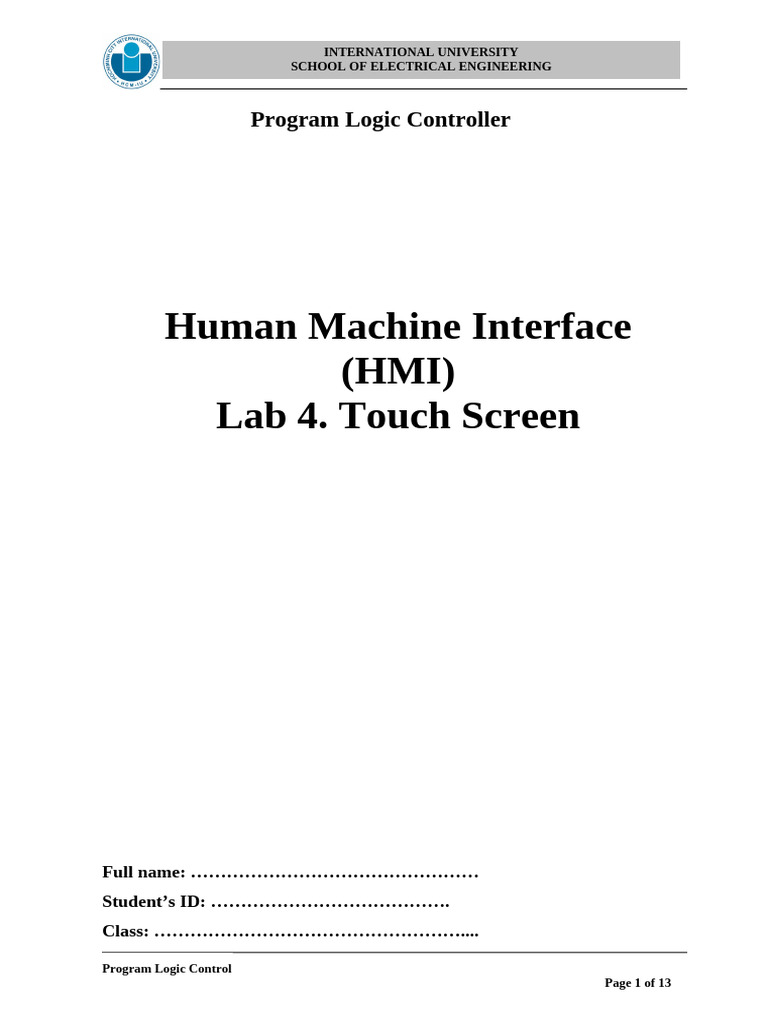 HMI Lab No.4 | PDF | Programmable Logic Controller | User Interface