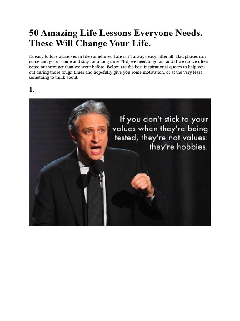 50 Amazing Life Lessons Everyone Needs. These Will Change Your Life. | PDF