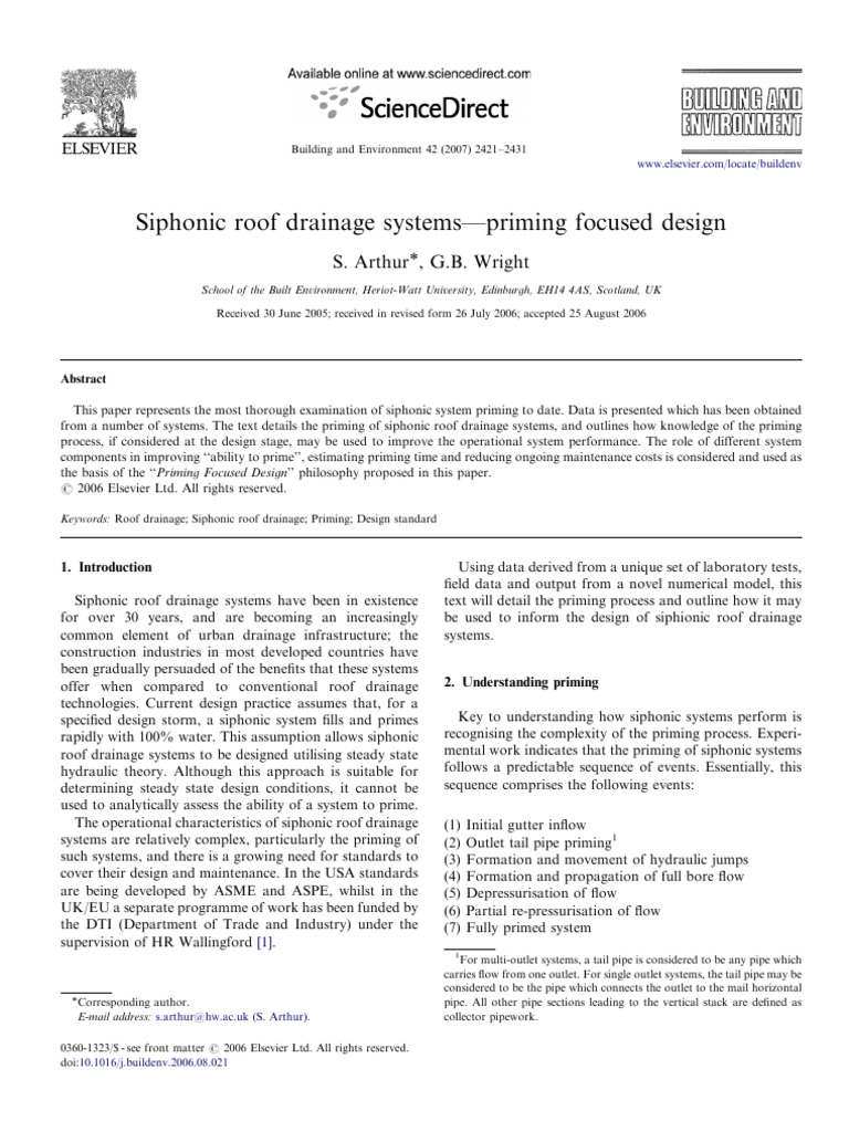 Siphonic Roof Drainage Systems - Priming Focused Design | PDF ...