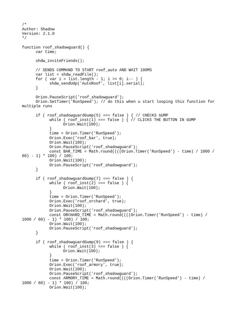 Roof Shadowguard Automation Script | PDF | Sports Equipment | Software ...