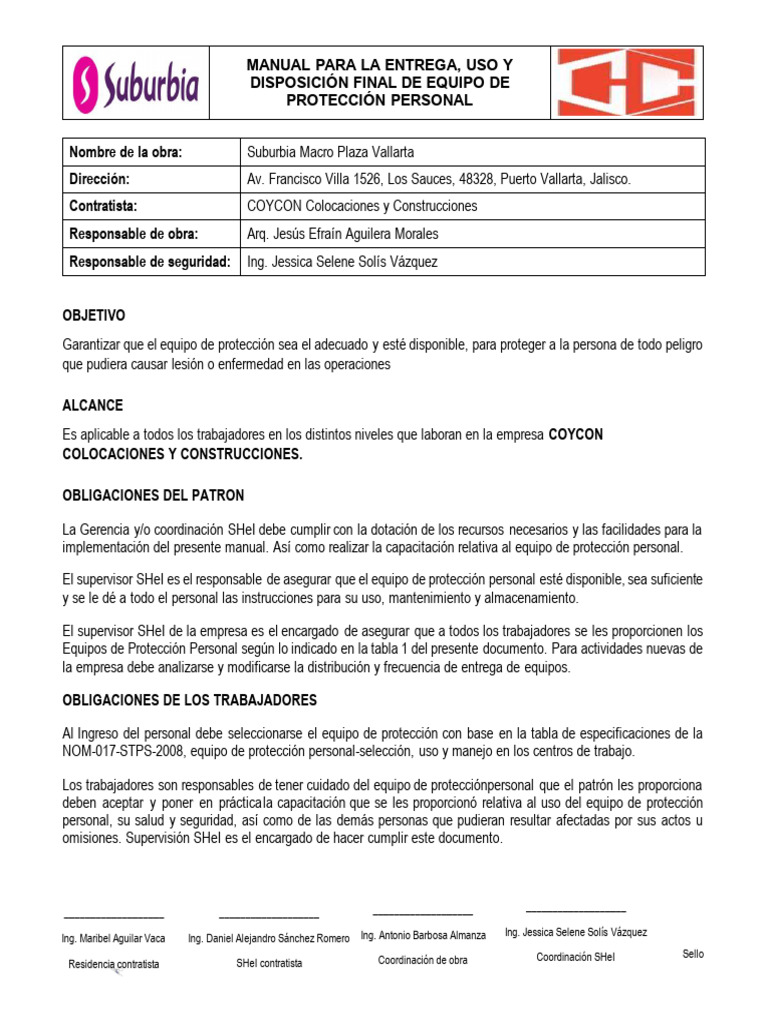 Manual de Uso de Equipo de Protección Personal | PDF | Soldadura ...