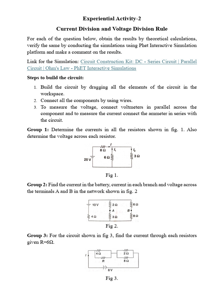 Circuit Analysis: Current & Voltage Divisions | PDF | Electrical ...