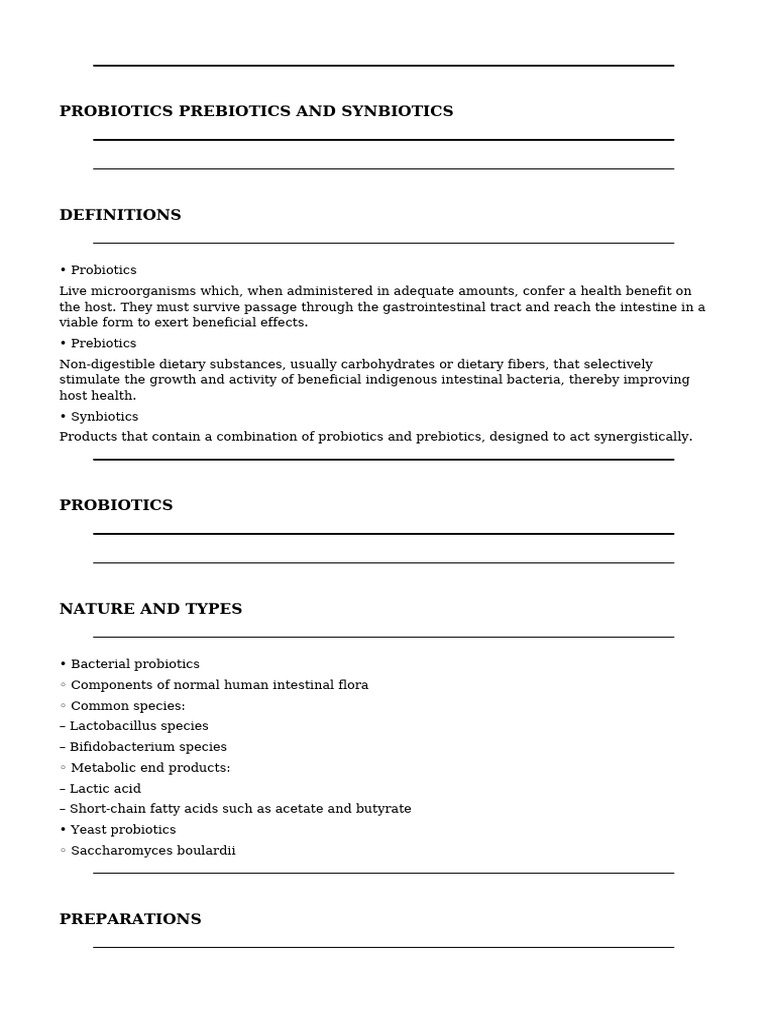 Probiotics Prebiotics Synbiotics MBBS Notes | PDF | Probiotic ...