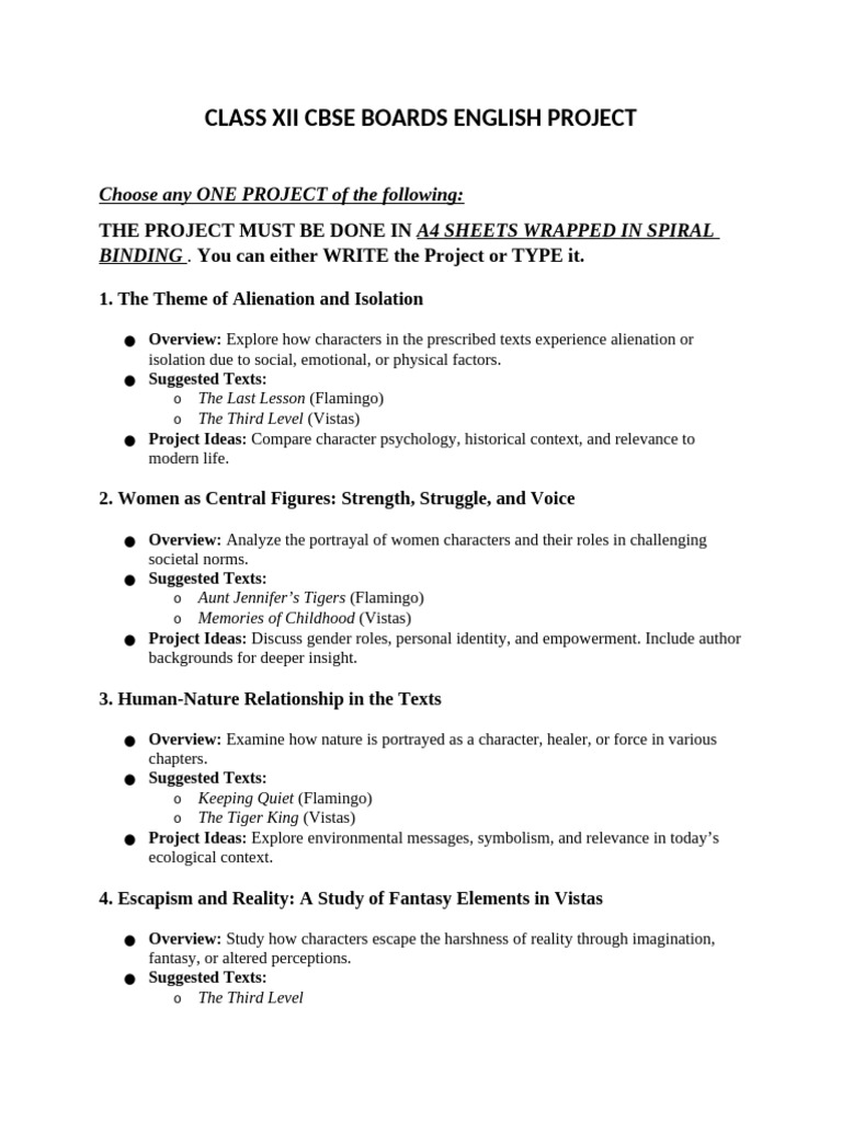CBSE Class XII English Project Guide | PDF | Teachers | Psychology
