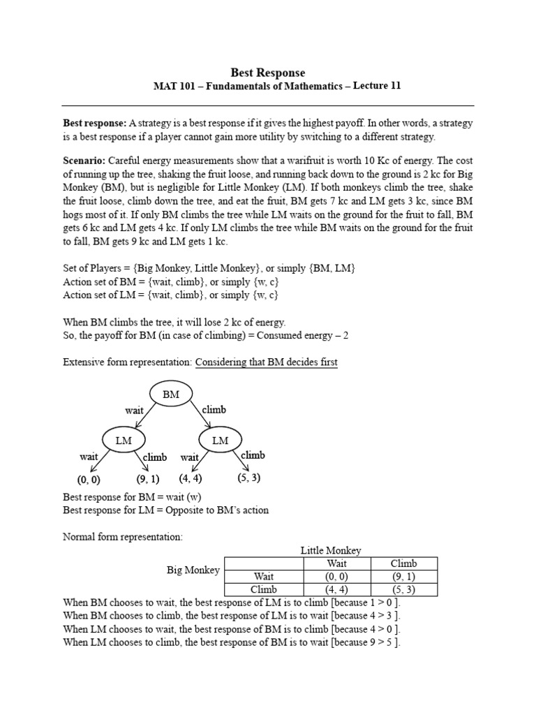 11 Best Response | PDF | Play (Activity) | Mathematical And ...