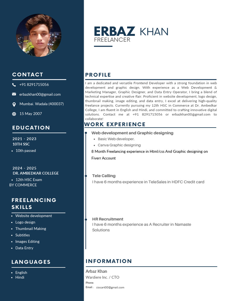 Freelance Web Developer & Designer Profile | PDF