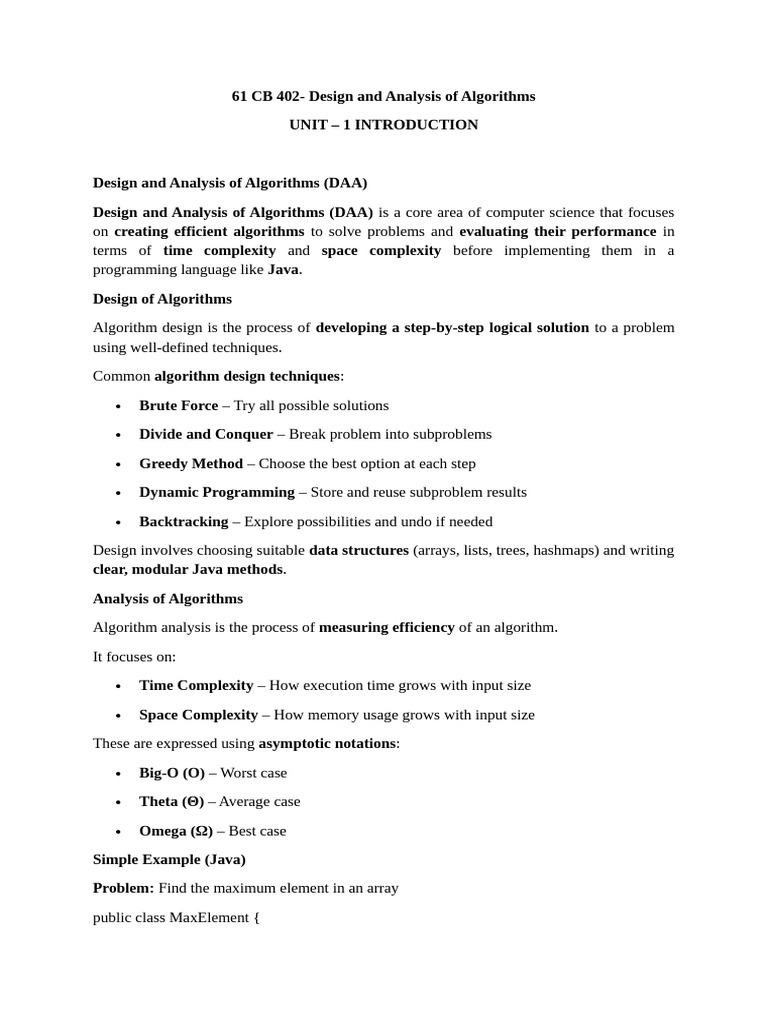 Design and Analysis of Algorithms Guide | PDF | Time Complexity ...