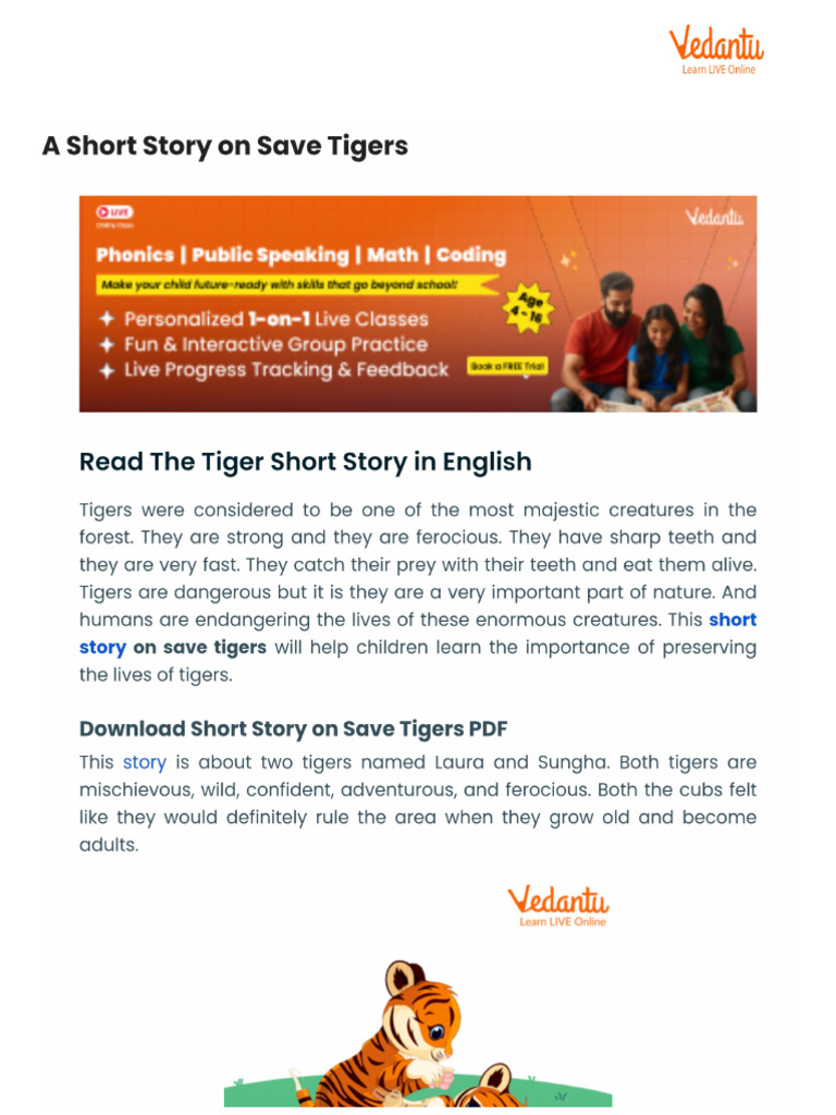A Short Story On Save Tigers | PDF