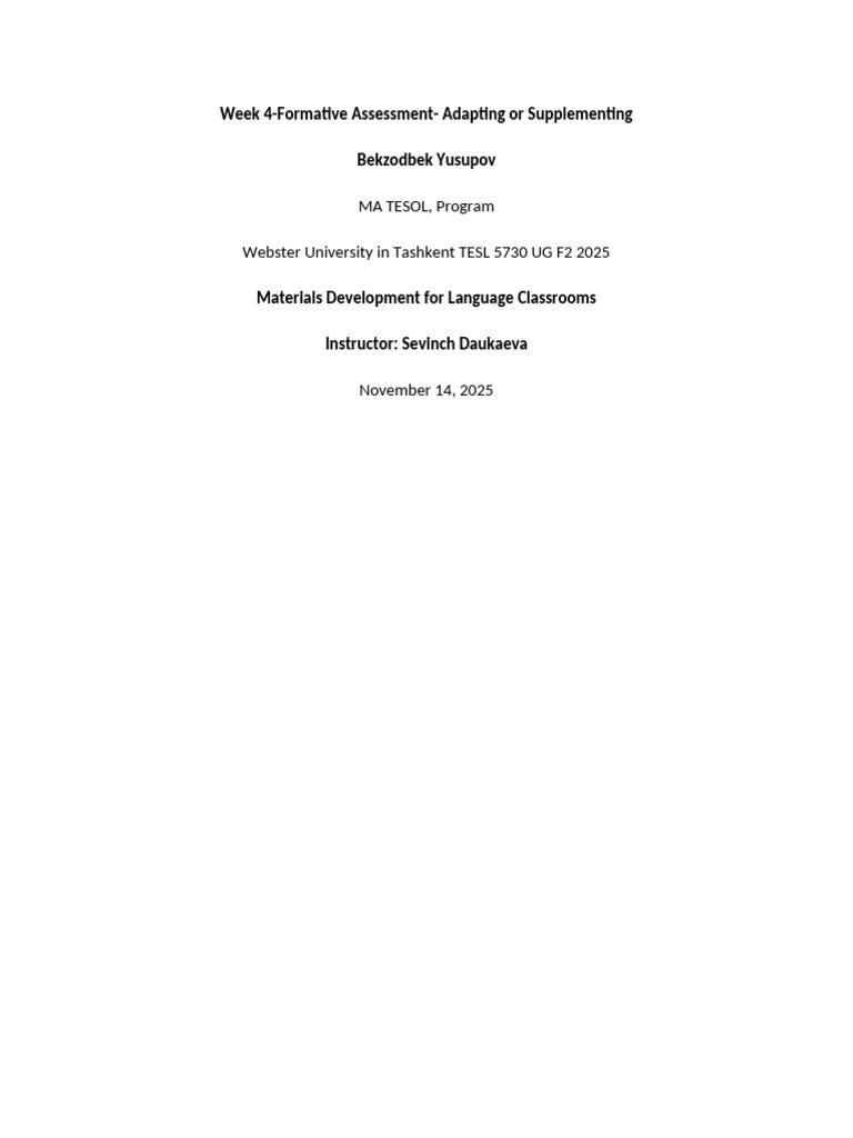Adapting Materials for B1 English Learners | PDF | Behavior ...