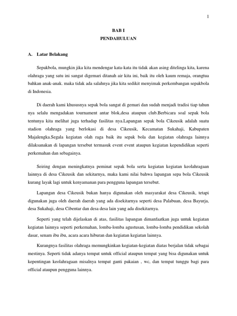 Contoh Proposal Permohonan Dana Lapangan Sepak Bola