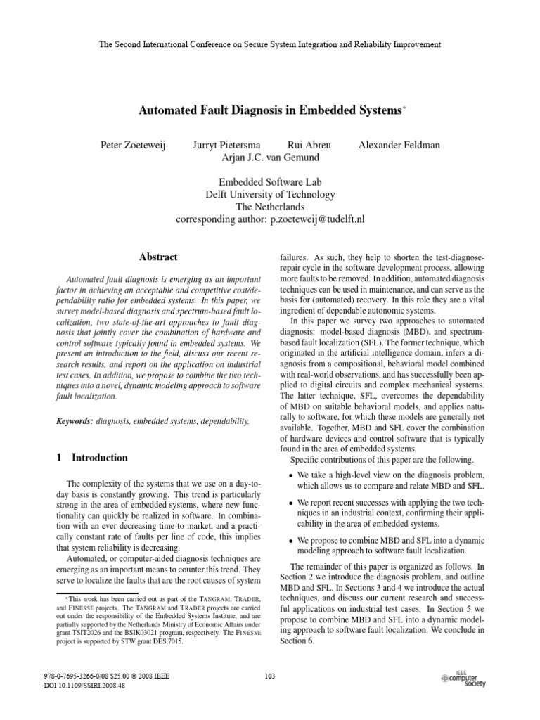 Automated Fault Diagnosis in Embedded Systems | PDF | System | Embedded ...
