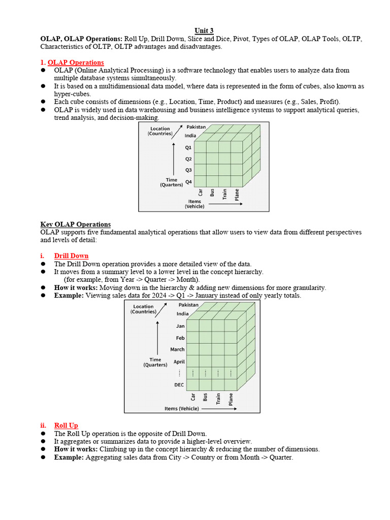 OLAP and OLTP Operations Overview | PDF | Data | Information Technology ...