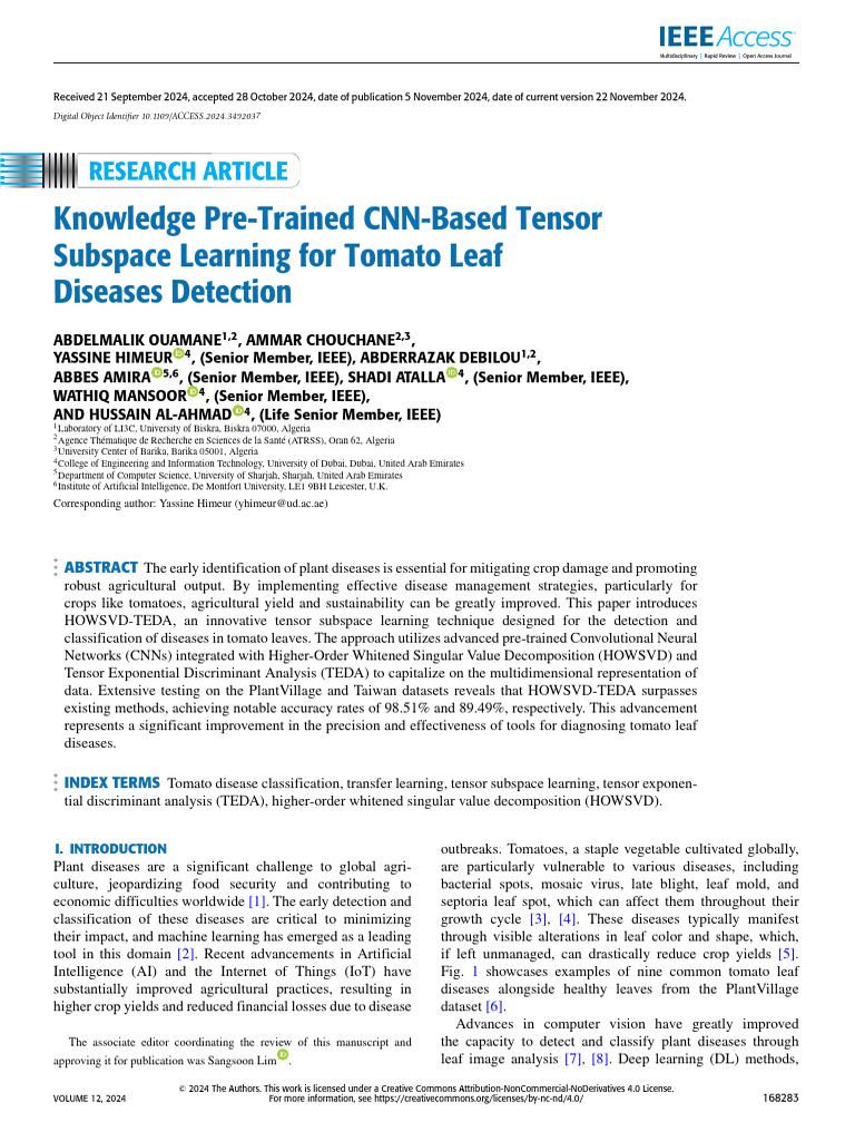 Tomato Leaf Disease Detection Using CNN | PDF | Tensor | Applied ...