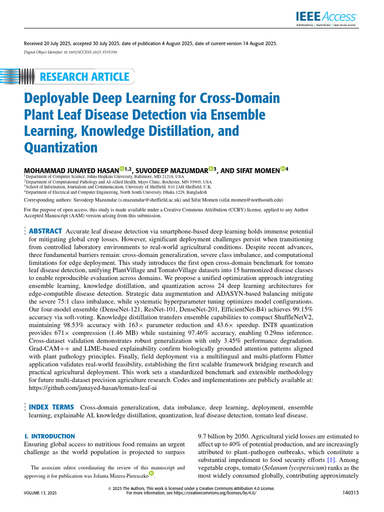 Cross-Domain Tomato Leaf Disease Detection | PDF | Deep Learning ...