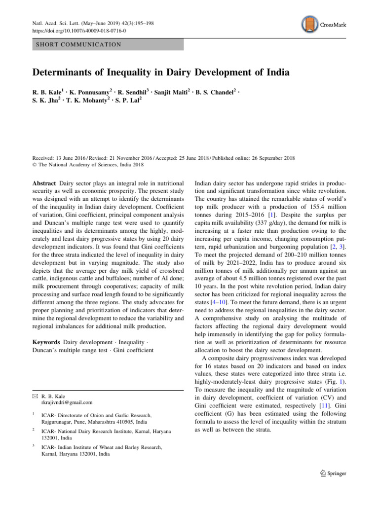 Inequality in Indian Dairy Development | PDF | Economic Inequality ...