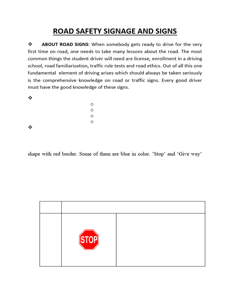Essential Road Safety Signage Guide | PDF | Traffic | Road