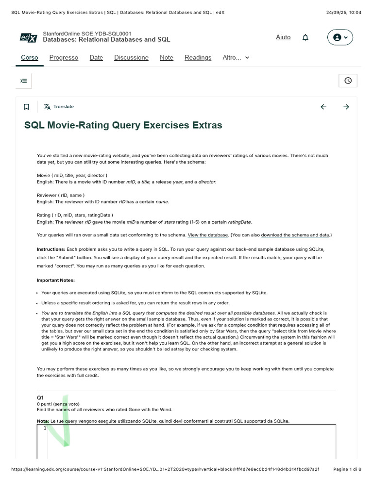 SQL Movie Rating Query Exercises | PDF | Databases | Sql