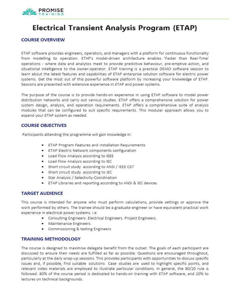 ETAP Software Training for Power Systems | PDF | Electric Power ...