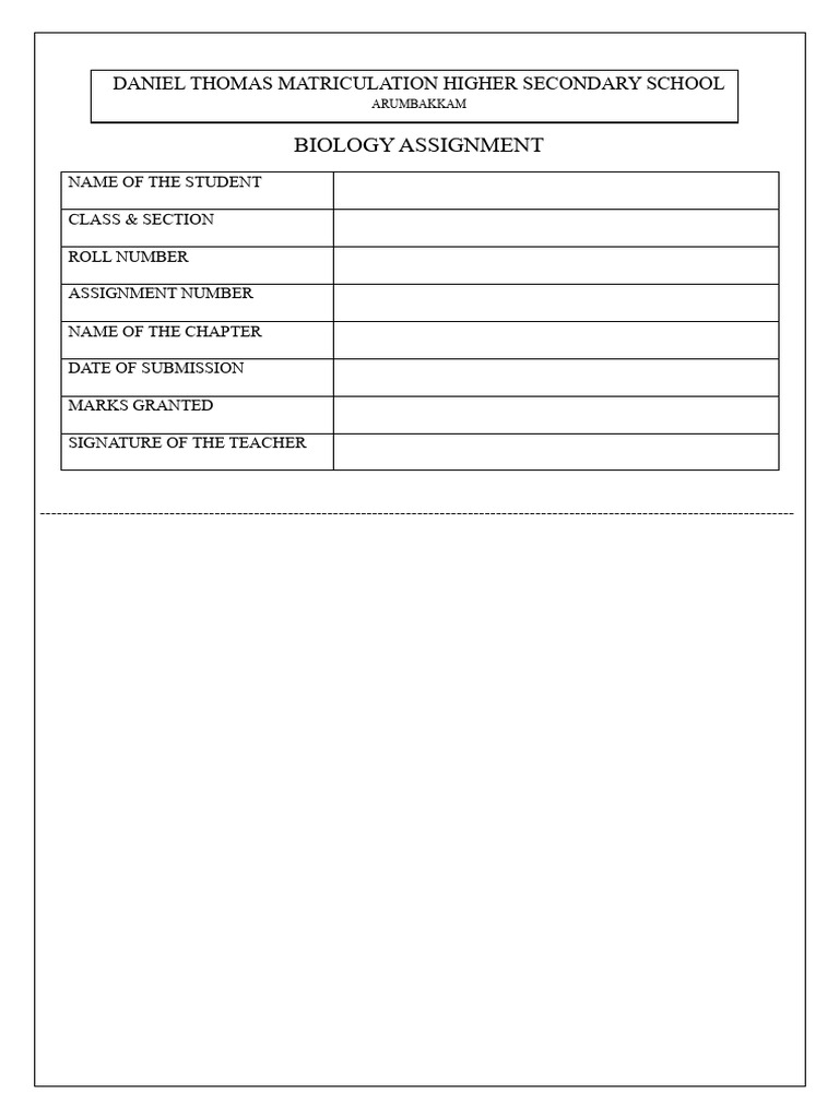 Biology Assignment Submission Form | PDF