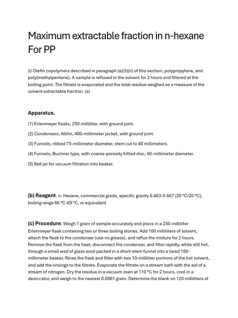 n-Hexane Extraction Method for PP | PDF