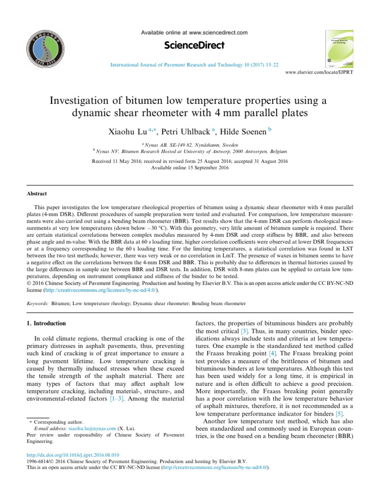 Bitumen Low Temperature Rheology Study | PDF | Road Surface ...