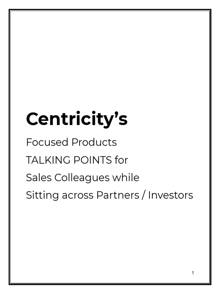 Centricity Sales Talking Points Guide | PDF | Investing | Financial Risk