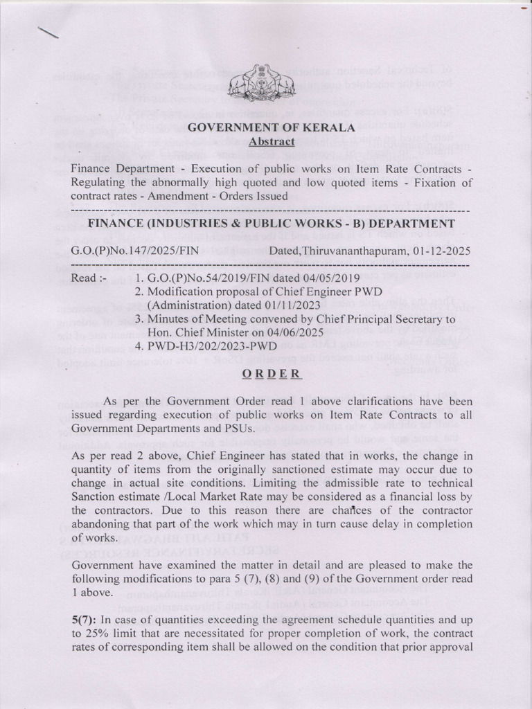 GO Fin 147 - 2025 Execution of Public Works On Item Rate Contract | PDF