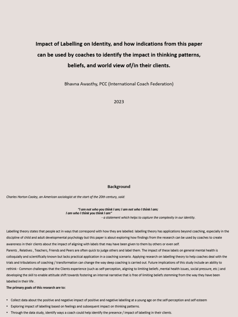 Impact of Labelling on Client Identity | PDF | Identity (Social Science ...