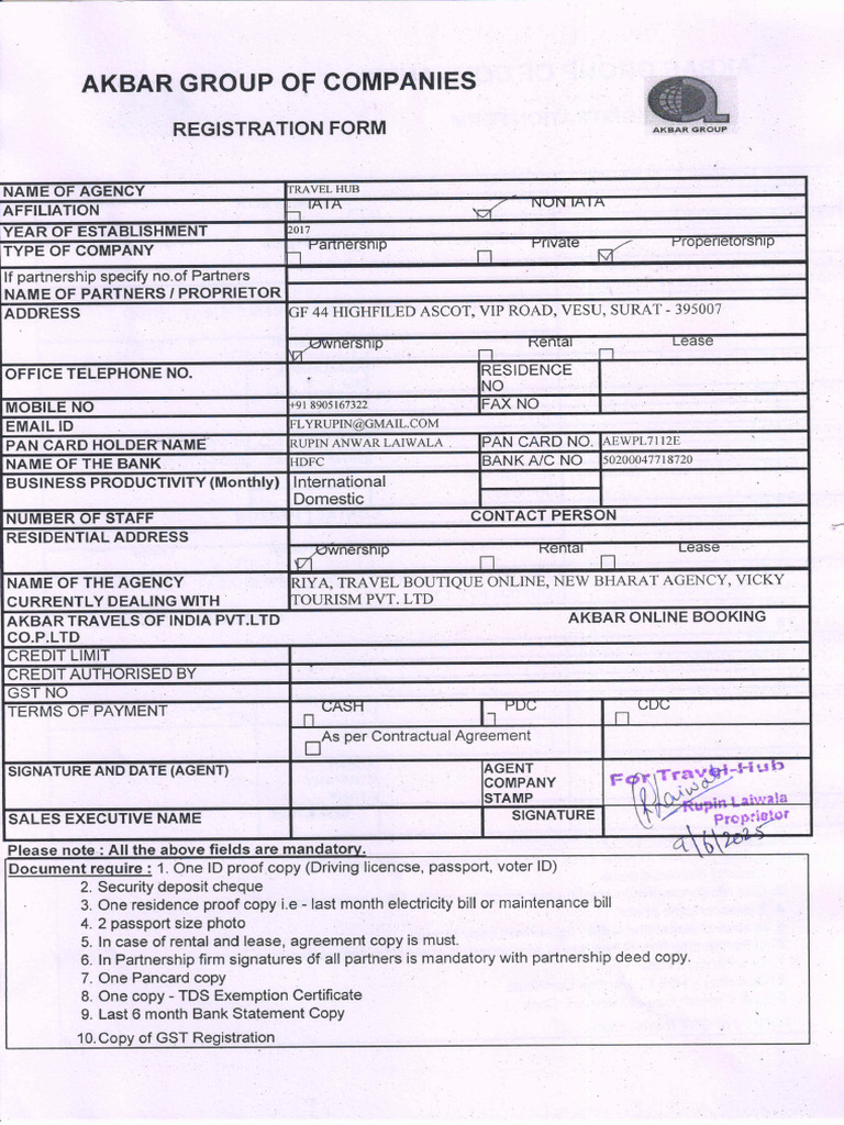 Main Agent Form | PDF