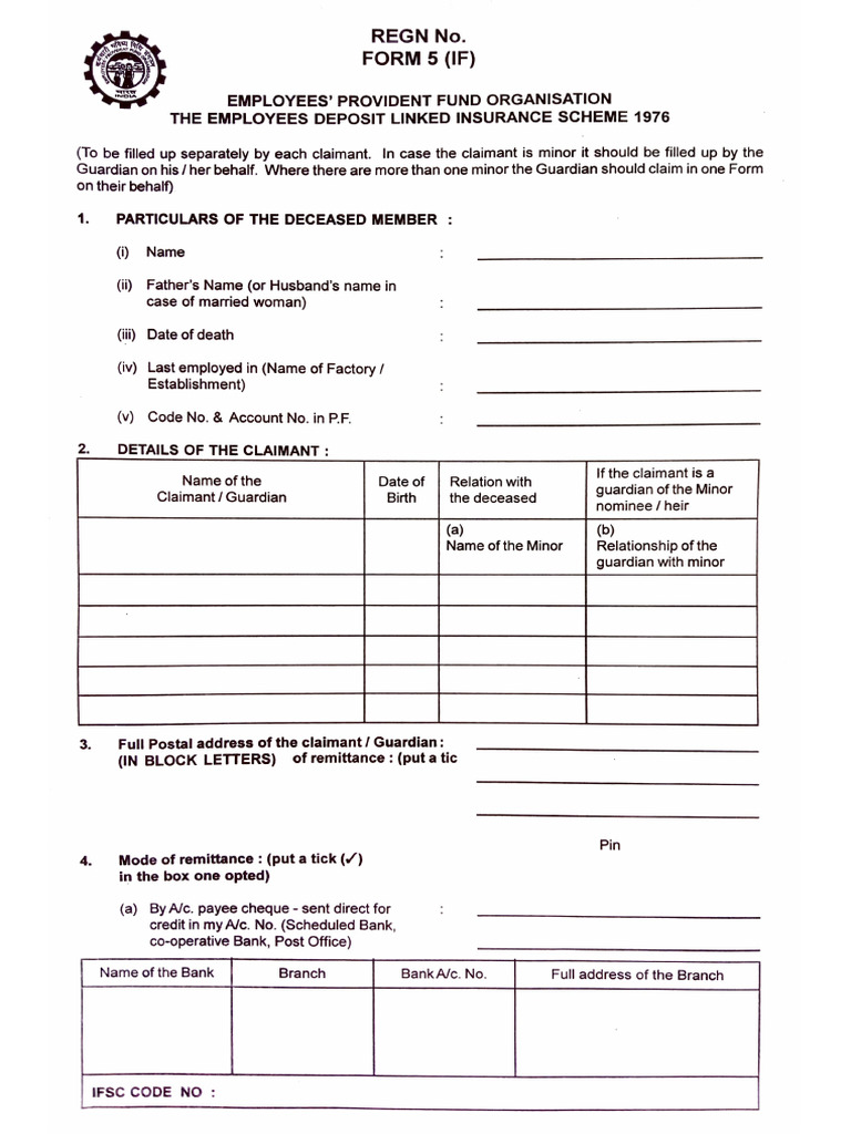 Employees Deposit Linked Insurance Claim Form | PDF | Personal Finance ...
