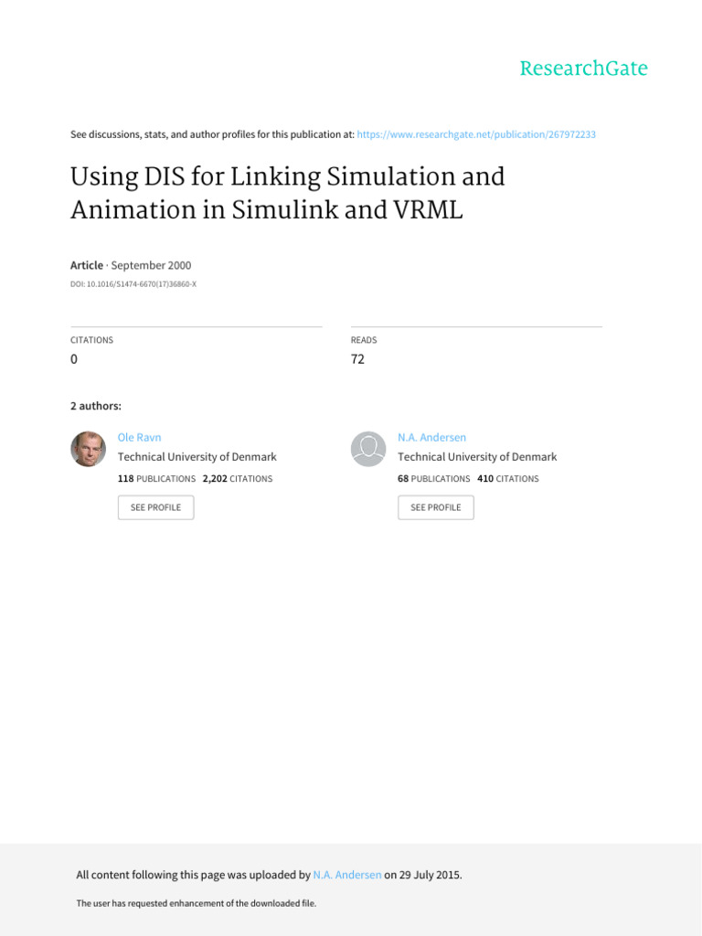Using DIS for Linking Simulation and Animation in | PDF | Simulation ...