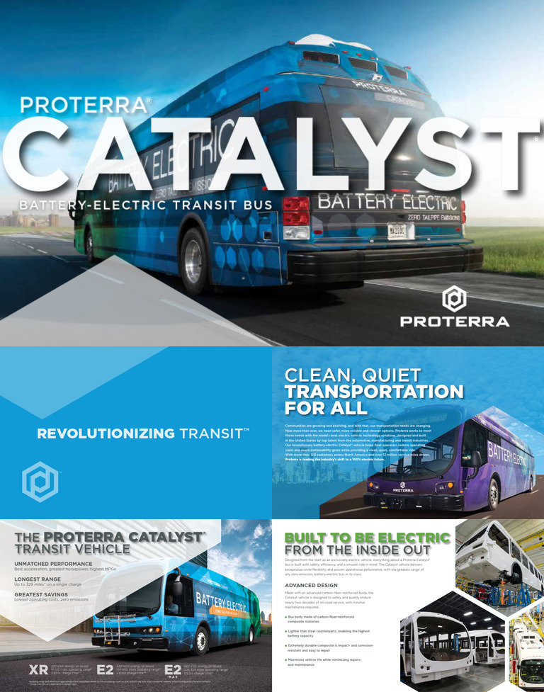 Proterra Catalyst: Electric Transit Bus Solutions | PDF | Bus ...