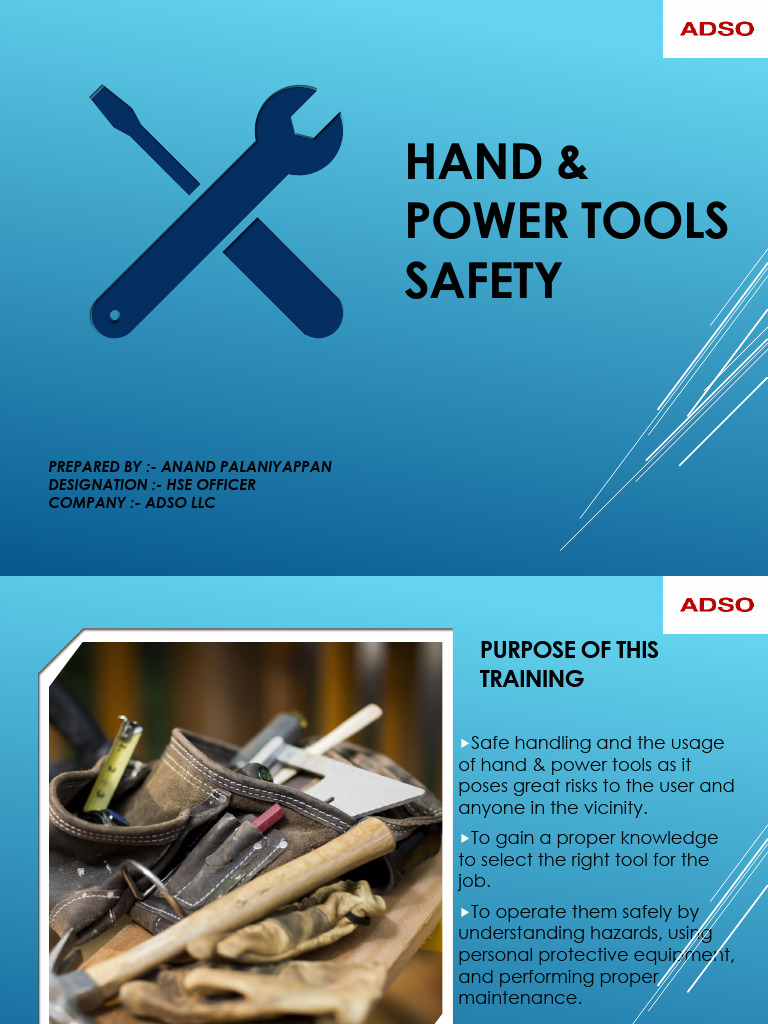 Hand and Power Tools Safety Training | PDF | Personal Protective ...