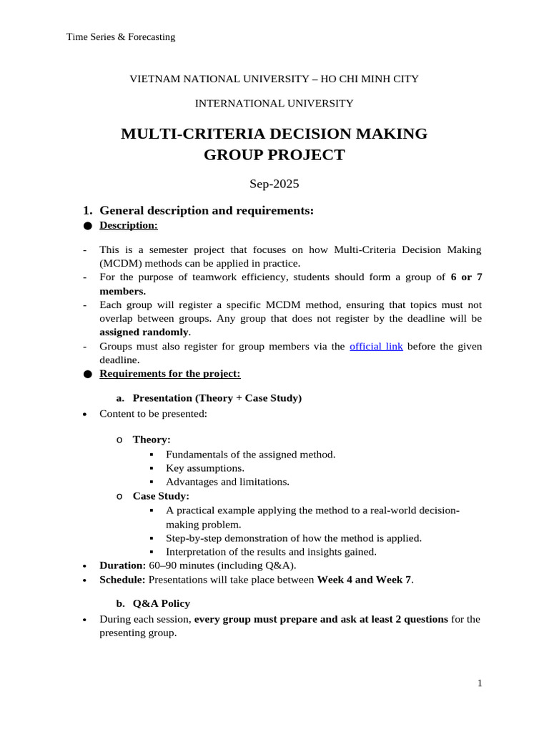 MCDM Group Project Guidelines 2025 | PDF