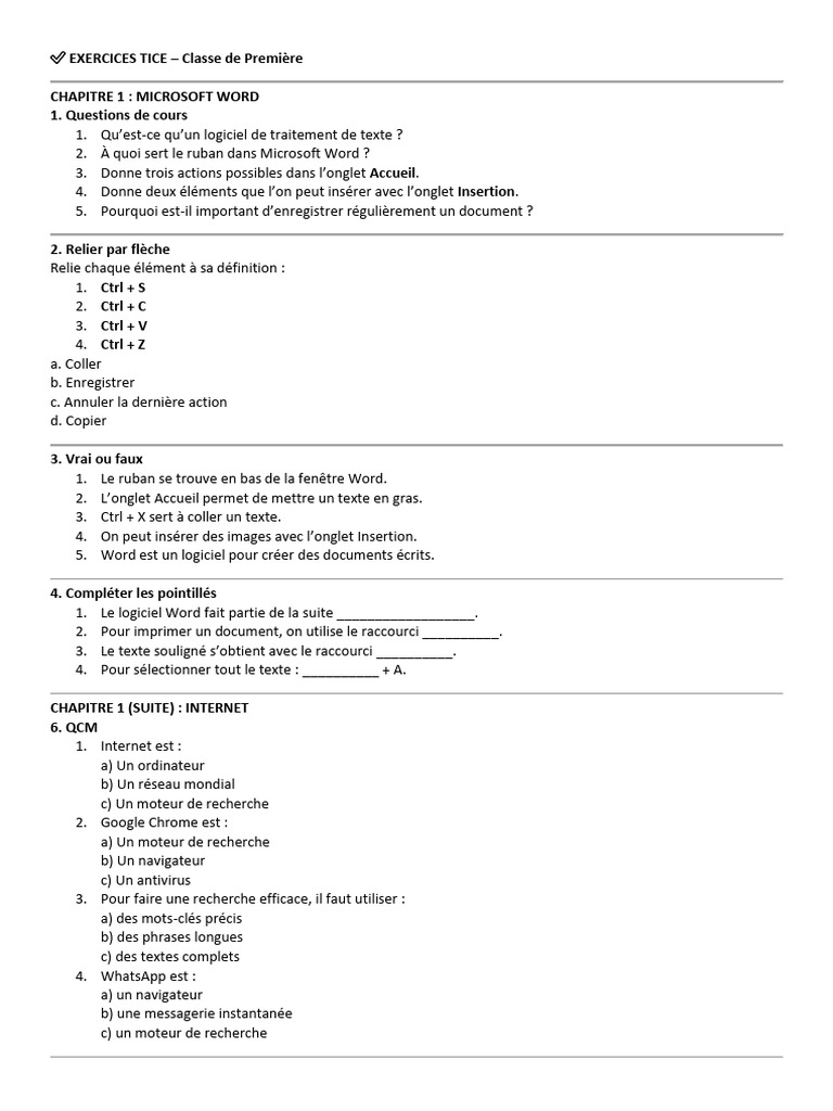 Exercices TICE : Word, Internet, Excel | PDF | Microsoft Excel ...