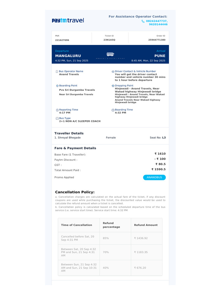 Bus Ticket | PDF | Identity Document | Bus