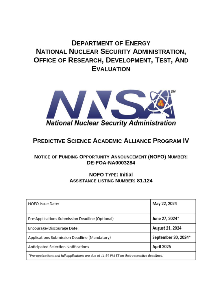 Psaap IV Nofo - Final 5-20-2024 | PDF | Machine Learning | Science