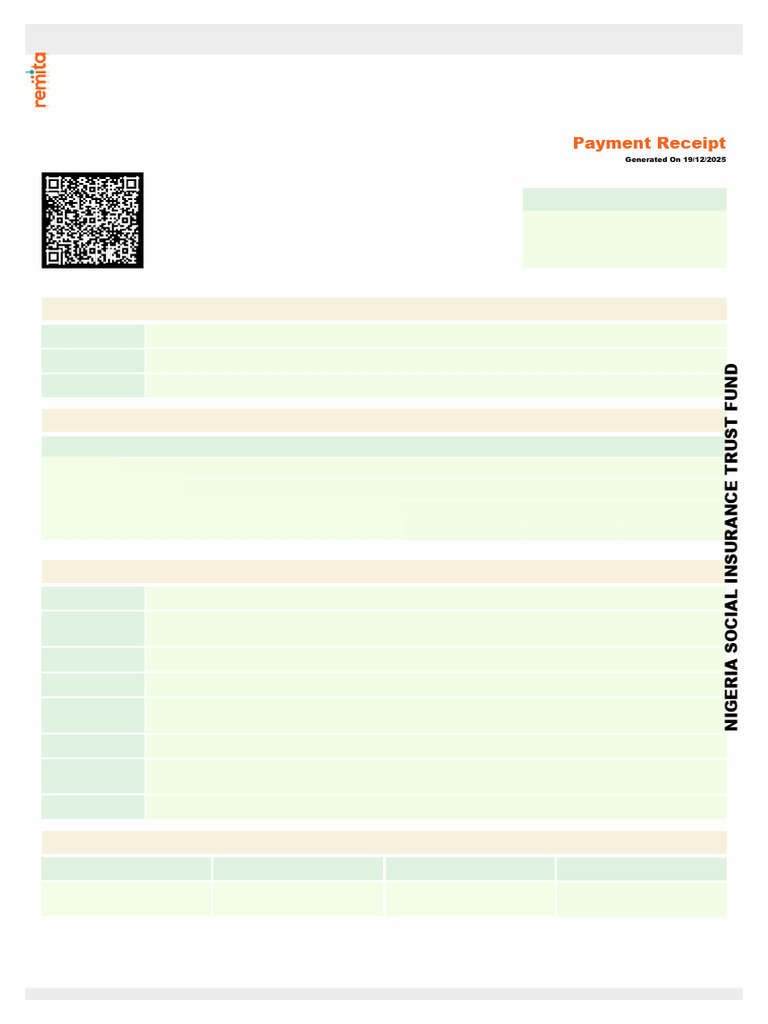 Nigeria Social Insurance Payment Receipt | PDF | Payments | Receipt