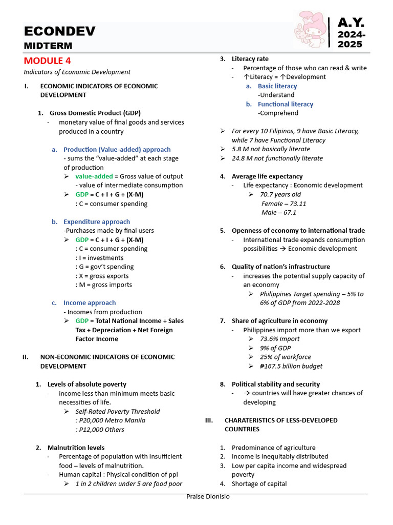 Economic Development Indicators Overview | PDF | Gross Domestic Product ...
