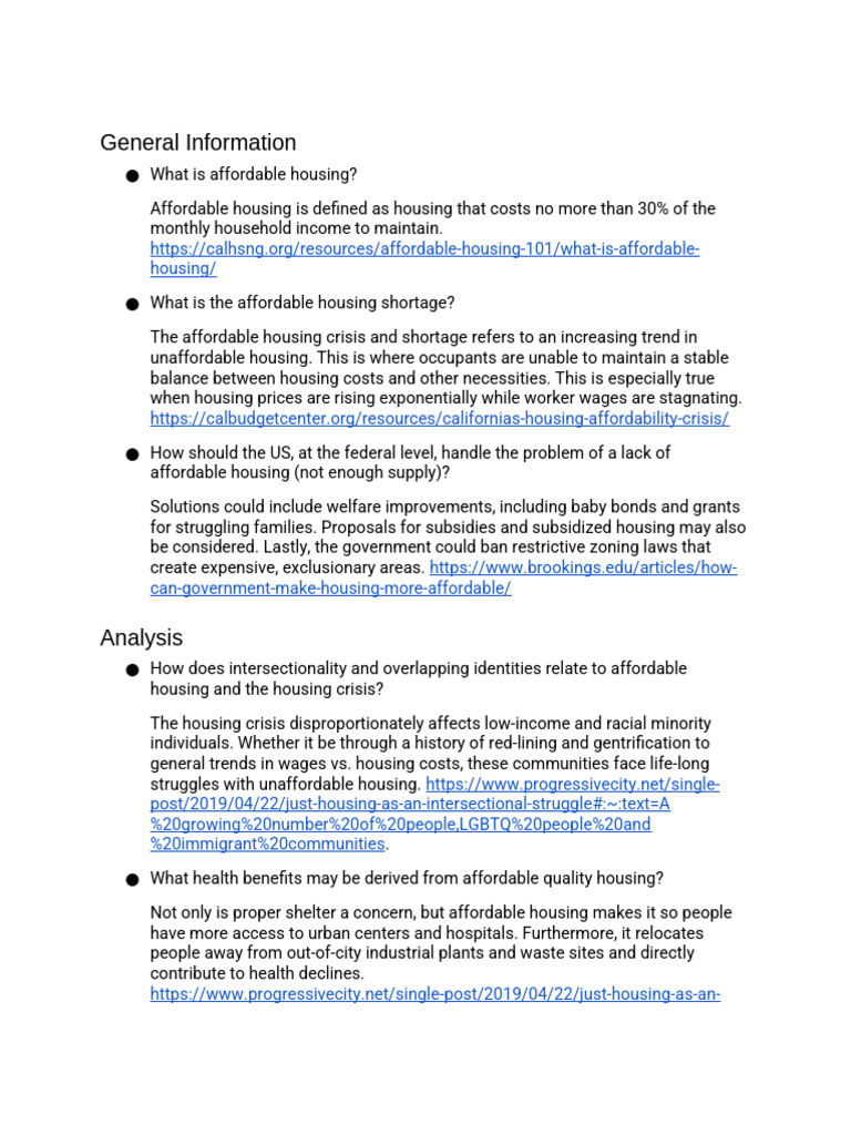 Understanding Affordable Housing Issues | PDF | Affordable Housing ...