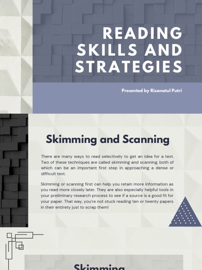Skimming and Scanning Techniques | PDF | Speed Reading | Reading ...