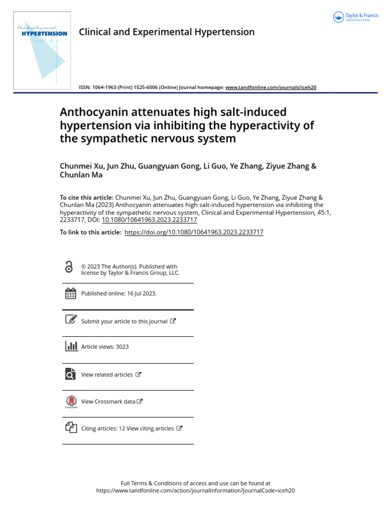 Anthocyanin Attenuates High Salt-Induced Hypertension via Inhibiting ...