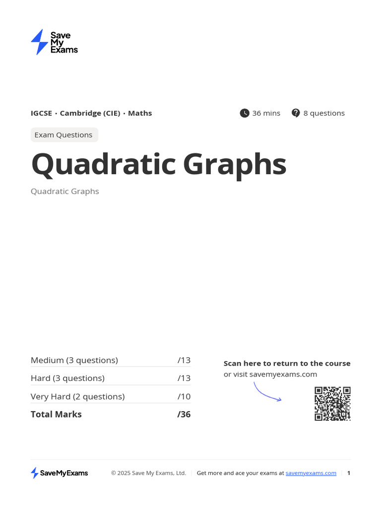 Quadratic Graphs CsVxBw35NwyQn9wV | PDF | Coordinate System | Cartesian ...