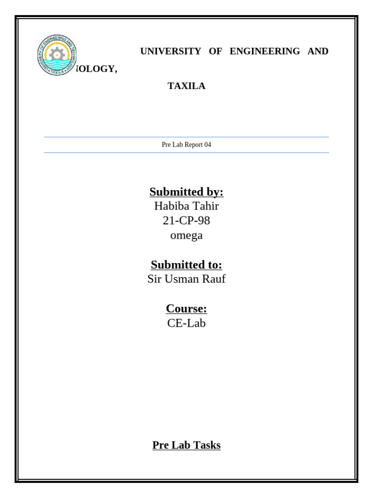 21CP98 PreLabReport04 | PDF