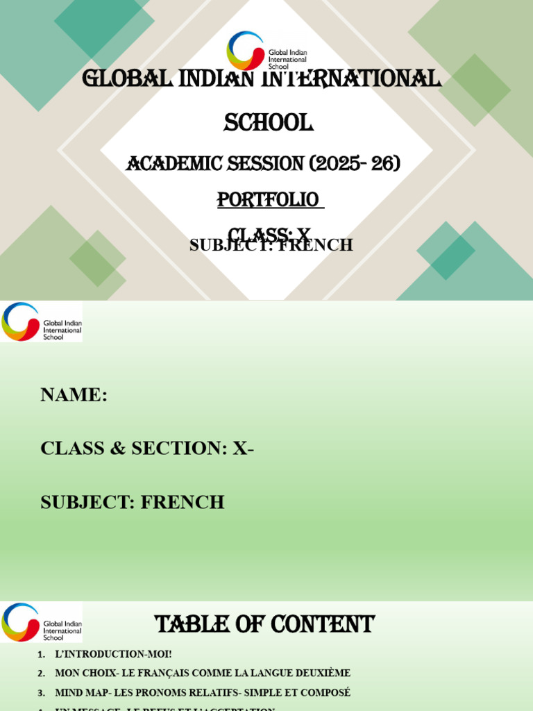 Portfolio Français - Classe X 2025-26 | PDF
