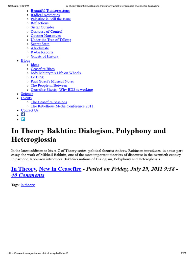 Bakhtin's Dialogism and Discourse Theory | PDF | Liberal Arts Education