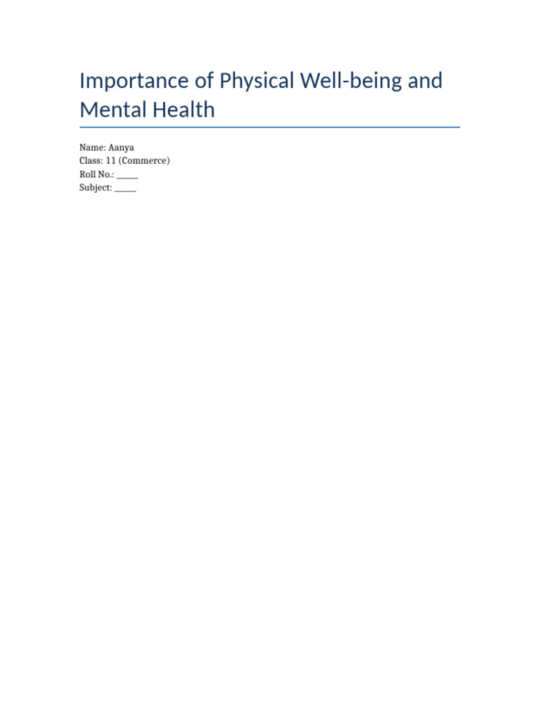 Balancing Physical and Mental Health | PDF | Mental Health | Well Being