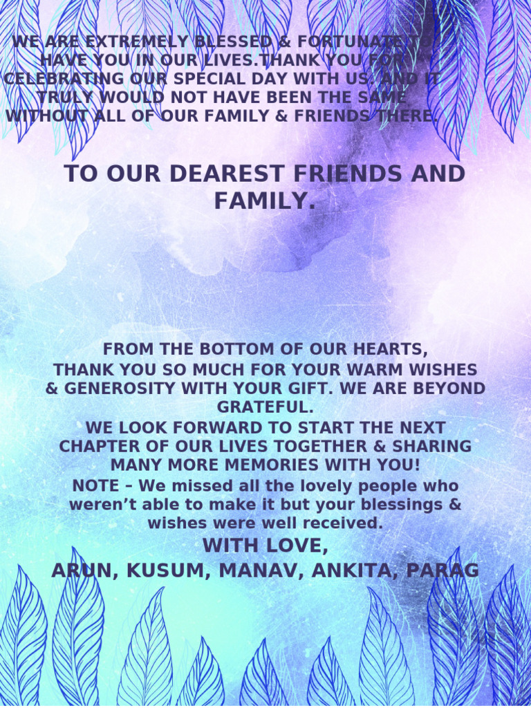 To Our Dearest Friends and Family (1) | PDF