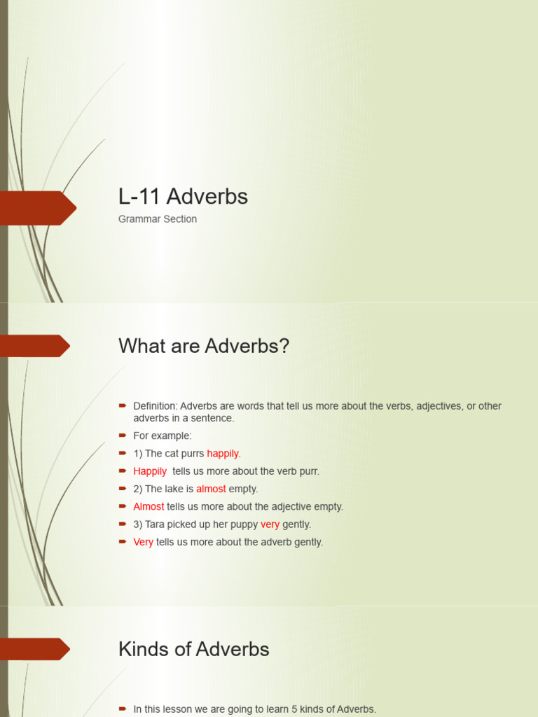 L-11 Adverbs Ppt | PDF
